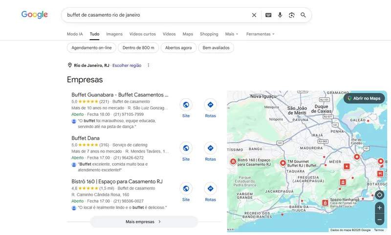 Resultado do Google para buffet de casamento rio de janeiro