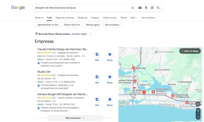 Resultado do Google para designer de interiores barra da tijuca